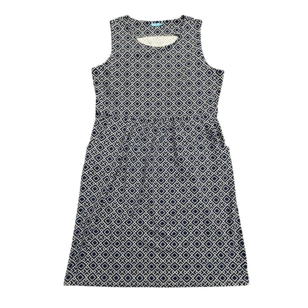 J.McLaughlin Catalina Cloth Sleeveless Geo Print Dress Navy L